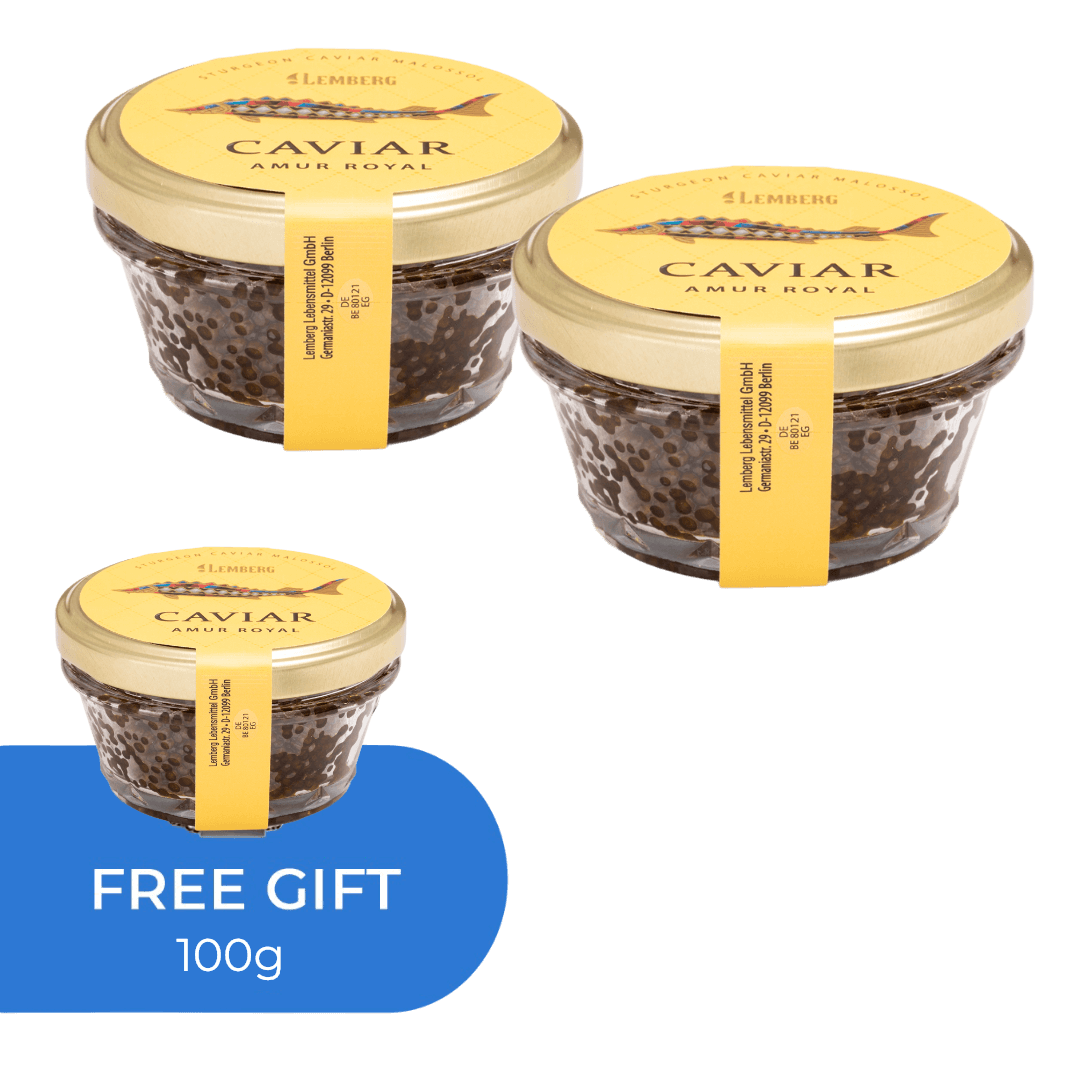 Jeseterový kaviár Amur Royal, 2 + 1 x 100g