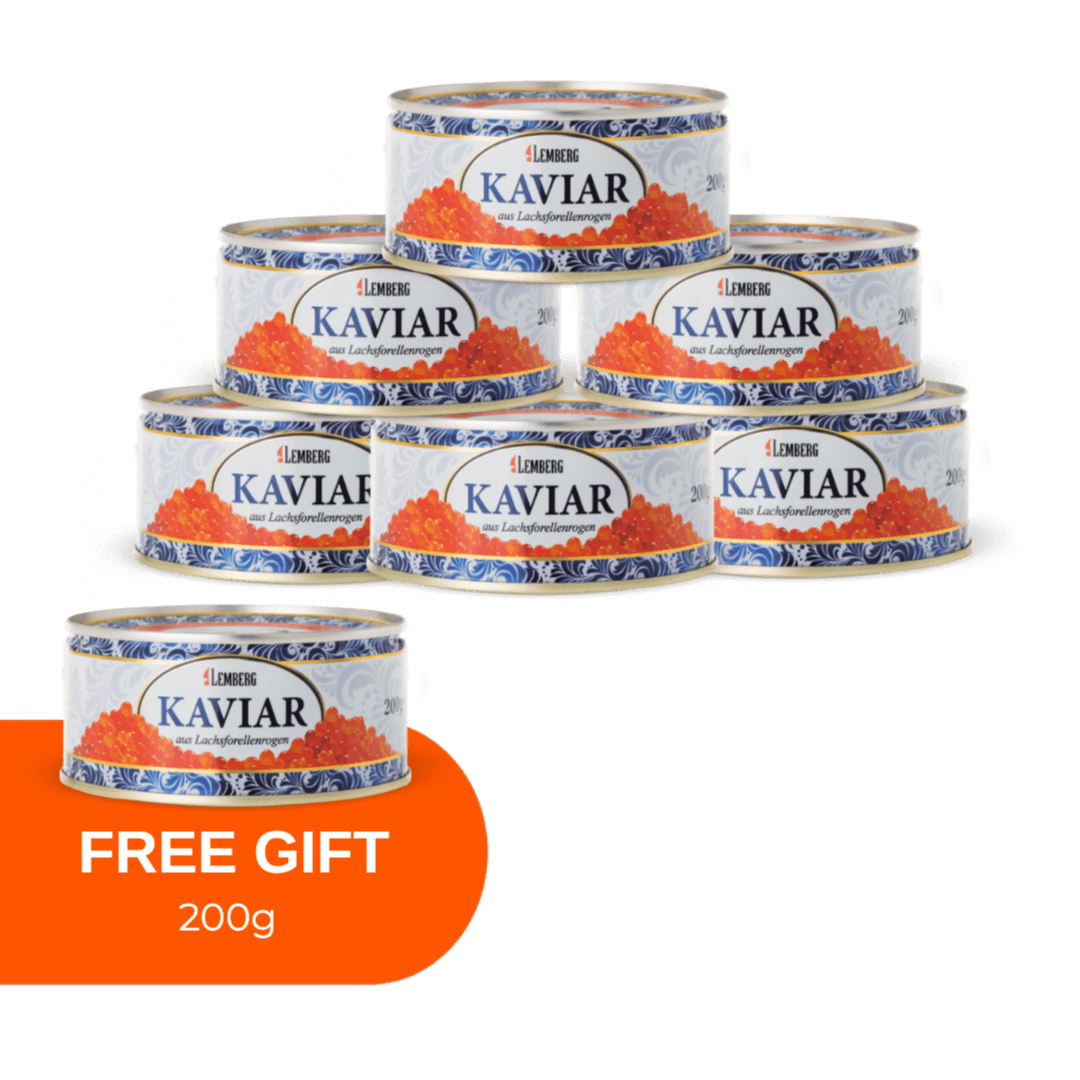 Kaviár z lososovej pstruhovej ikry, 6 +1 x 200g