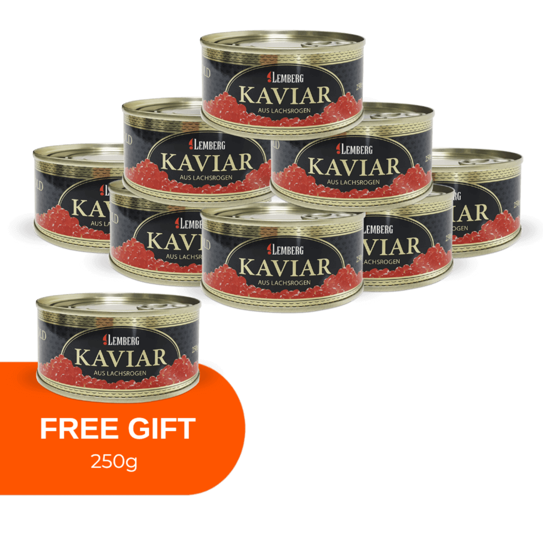 Kaviár z ružového lososa ALASKA GOLD, 8 + 1 × 250 g