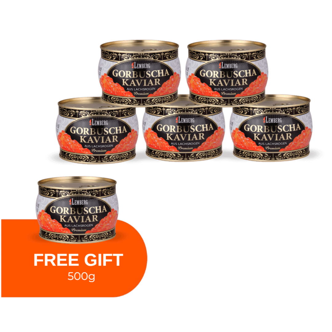 Kaviár z ružového lososa PREMIUM, 5+1 x 500 g