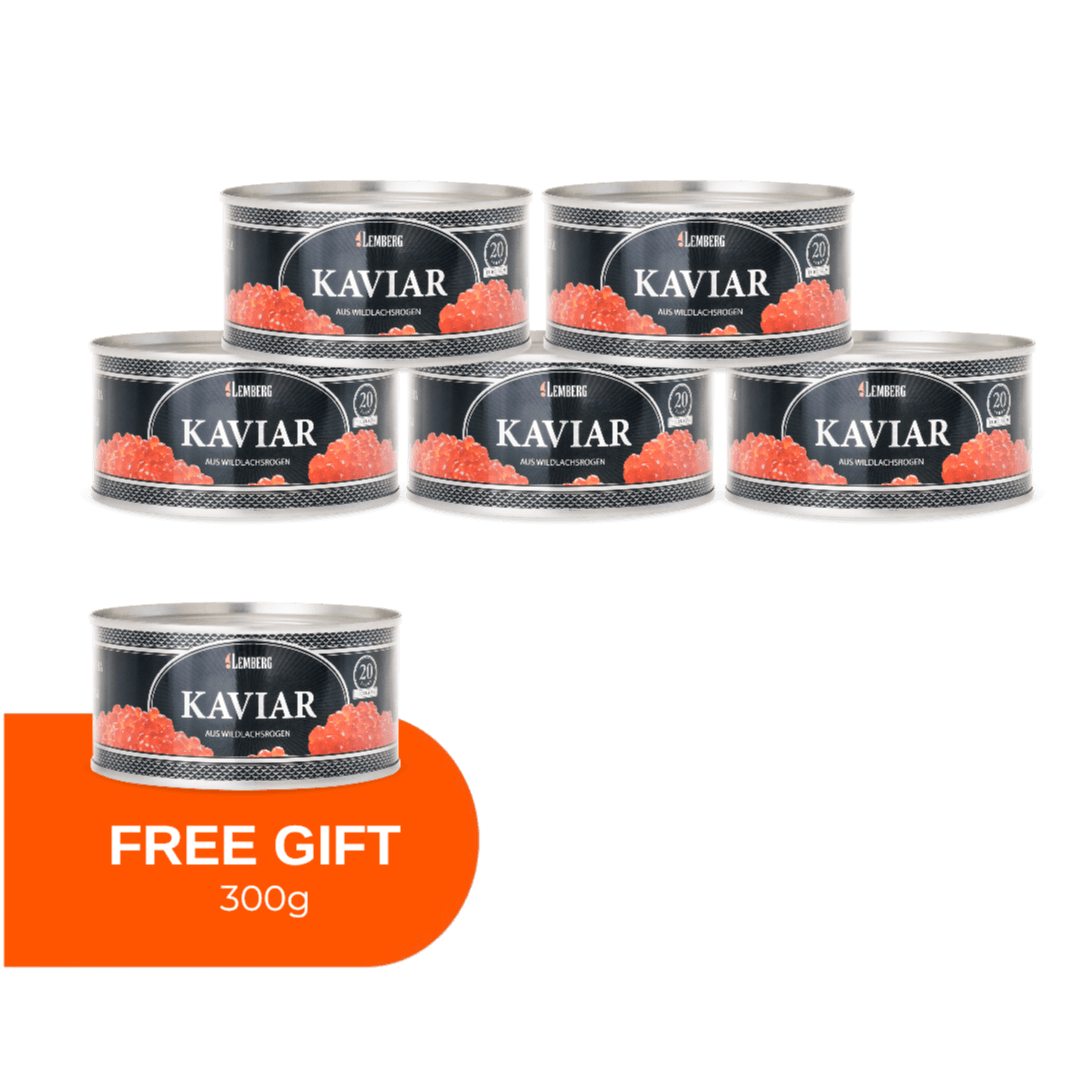 Kaviár z ružového lososa PLATINUM 300 g, 5+1