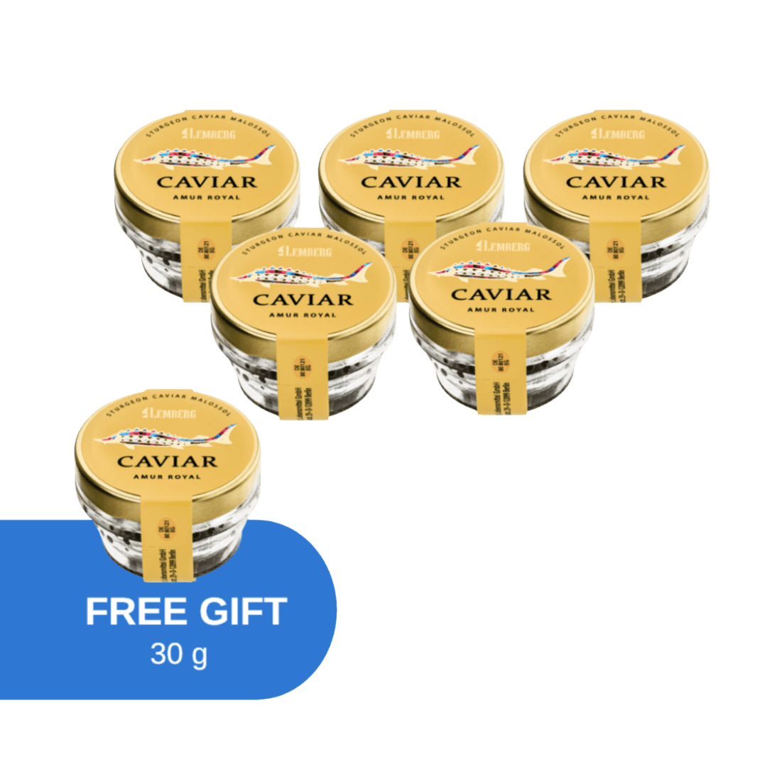 Kaviár z jesetera Amur Royal, 5+1 x 30 g