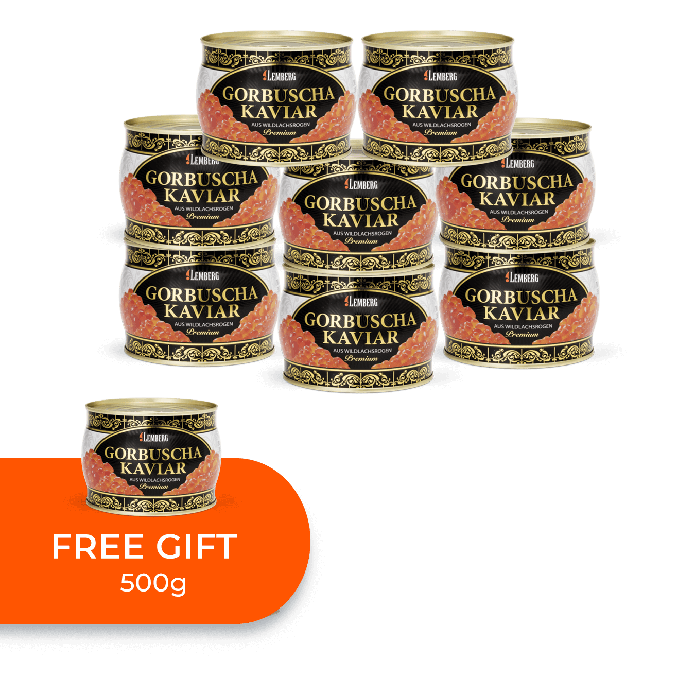 Pink Salmon Caviar, PREMIUM, 8 +1x500g