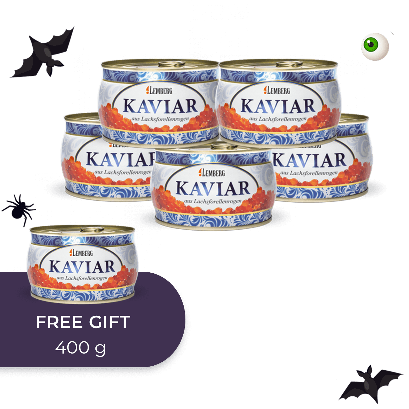 Kaviár z lososového pstruha, 400 g, 5+1
